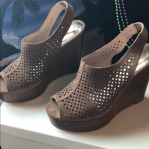 Coach Suede and Wooden Wedges - Picture 3 of 5